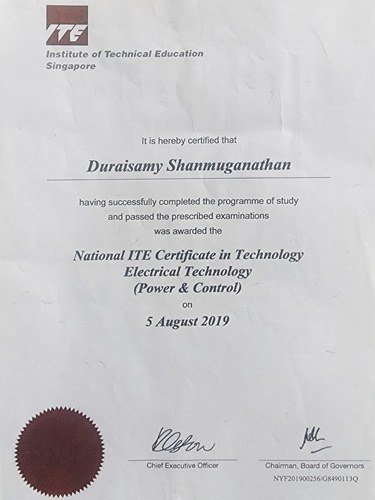 National ITE Certificate in Technology, Electrical Technology (Power and Control)